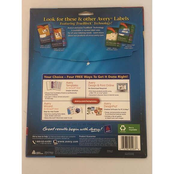 Avery 5263 True Block Shipping Labels White Laser 2" x 4" 250 Labels 25 Sheets - Picture 3 of 4